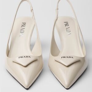 Prada Patent leather slingback pumps (cream)